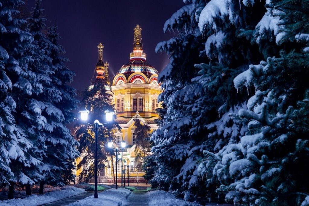 Ascension Cathedral (Zenkov Cathedral) in Almaty, located in Panfilov Park